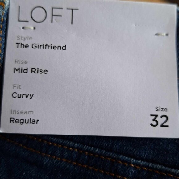 Loft The Girlfriend Mid-Rise Curvy Fit Blue Jeans Size 32/14 - Picture 9 of 11